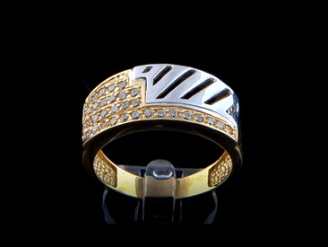 Anel Ouro Bicolor com Zirconias