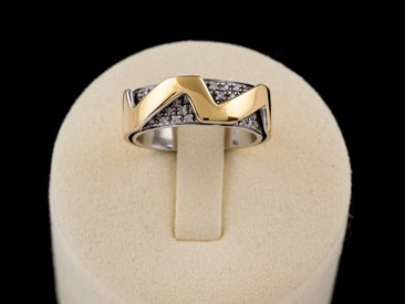 Anel Ouro Bicolor com Brilhantes