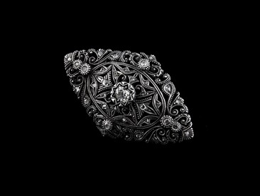 Alfinete Ouro e Prata com Diamantes