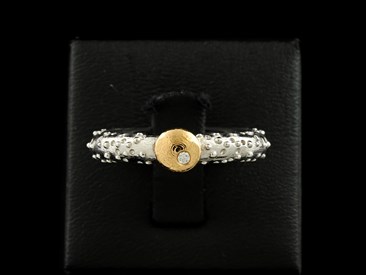 Anel ouro bicolor com brilhante