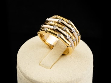 Anel Ouro Bicolor com Brilhantes