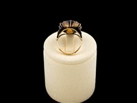 Anel ouro e prata com granadas talhe oval