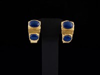 Brincos ouro amarelo com Lapis Lazuli