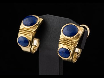 Brincos ouro com Lapis Lazuli