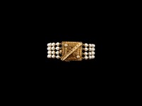 Pulseira ouro com diamantes e pérolas