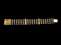 Pulseira ouro com diamantes e pérolas