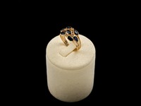 Anel ouro com diamantes e safiras