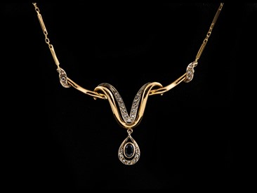 Colar Ouro com Diamantes Safira