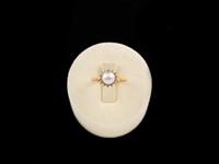 Anel ouro diamantes e pérola