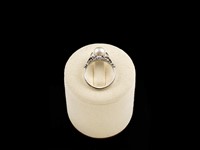 Anel ouro branco com diamantes e pérola