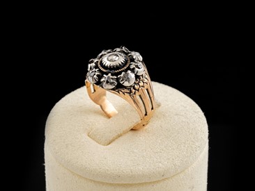 Anel Ouro e Prata com Diamantes