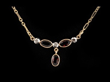 Colar Ouro e Prata Diamantes Granadas