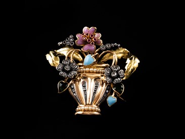 Alfinete Ouro e Prata Diamantes