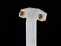 Brincos Ouro Diamantes Safiras