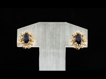 Brincos Ouro Diamantes Safiras