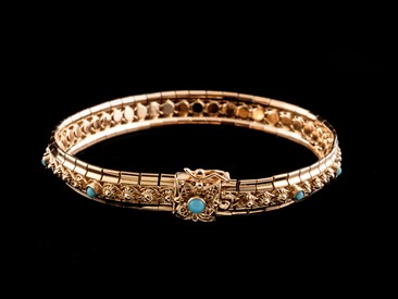Pulseira Ouro Caramujo Turquesas