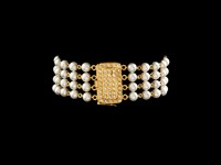 Pulseira pérolas ouro e diamantes