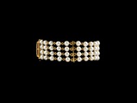 Pulseira pérolas ouro e diamantes
