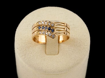 Anel Ouro Zirconias Safiras