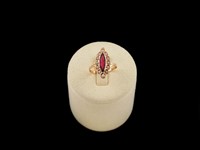 Anel Ouro Rubi Pérolas