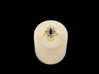 Anel Ouro Zirconias Safira