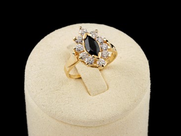 Anel Ouro Zirconias Safira