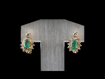 Brincos Ouro Diamantes Esmeralda